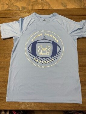 Under Armour Light Blue Football Graphic Short Sleeve Tee